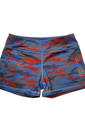 IAB MFG Red Blue CAMO 3-inch No-Ride CrossFit workout shorts Size M